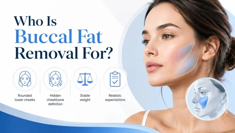 Buccal fat removal candidate criteria showing rounded cheeks and cheekbone definition