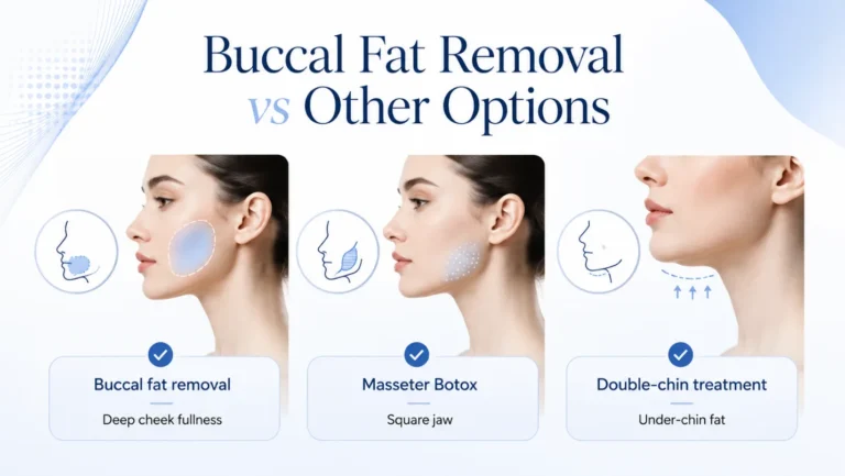 Buccal fat removal compared with masseter Botox and double-chin treatment
