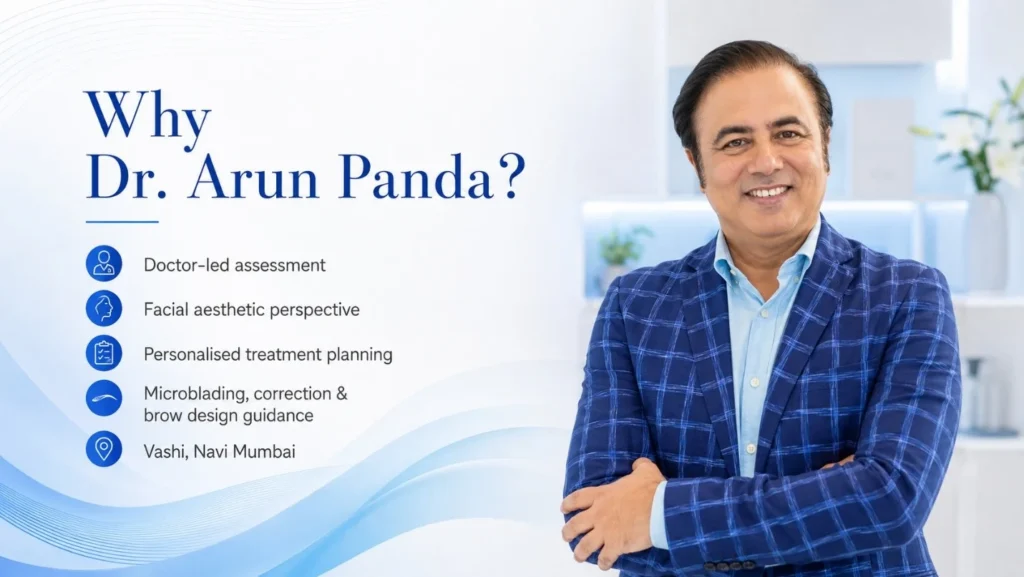 Dr. Arun Panda providing microblading consultation in Navi Mumbai