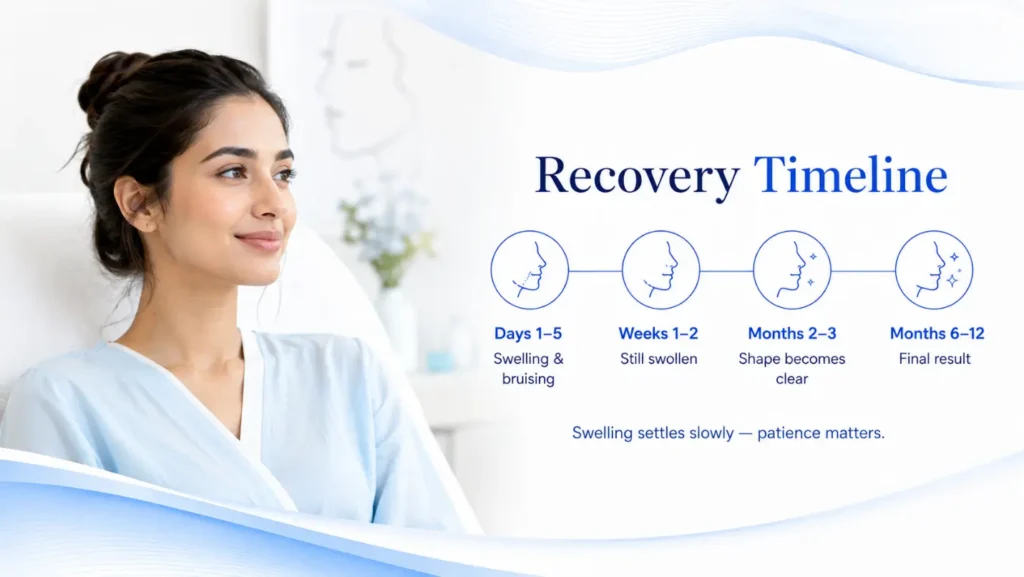 Facial feminization surgery recovery timeline from days 1 to 12 months
