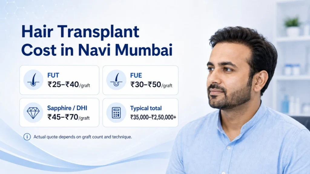 Hair transplant cost in Navi Mumbai by technique and graft