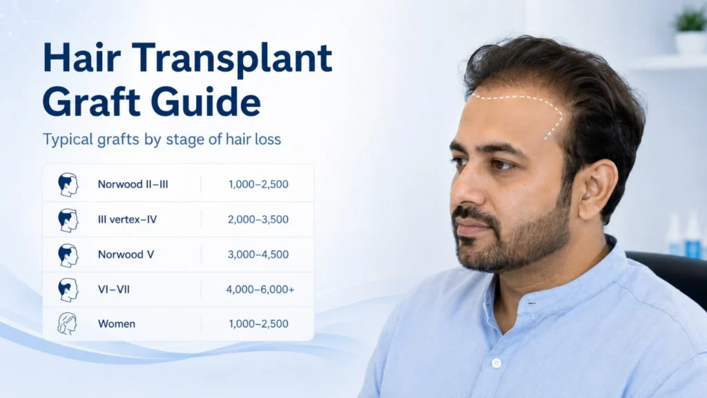 Hair transplant graft requirements by Norwood stage