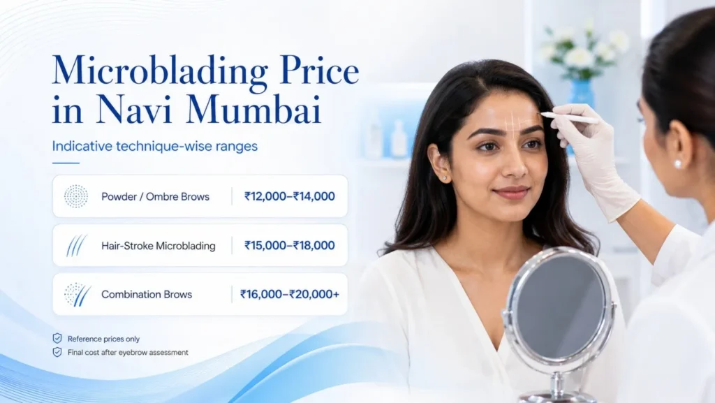 Indicative microblading price in Navi Mumbai for powder, hair-stroke and combination brows